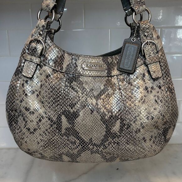Coach Bag Purse Handbag Leather Snake Python Madison Maggie Hobo Shoulder Bag - Picture 2 of 16